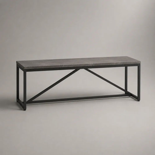 Rechteckiger Couchtisch aus MDF und Stahl in Betonoptik, Dunkelgrau/Schwarz, 120 × 50 × 45 cm