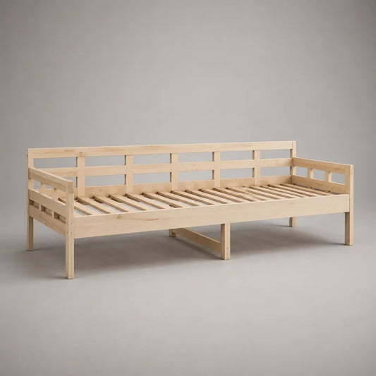 Tagesbett aus massivem Kiefernholz mit Lattenrost, Liegefläche 90 × 200 cm, Natur