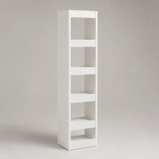 Bücherregal Standregal aus MDF mit 5 offenen Fächern, Weiß, 180 × 30 × 24 cm
